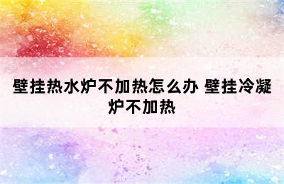 壁挂热水炉不加热怎么办 壁挂冷凝炉不加热